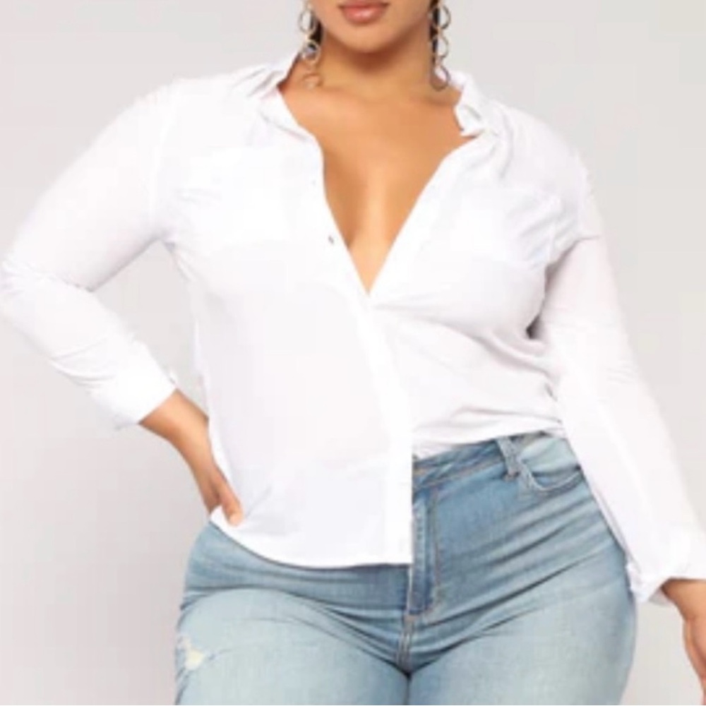 Fashion Nova Classic White Button-Down Shirt